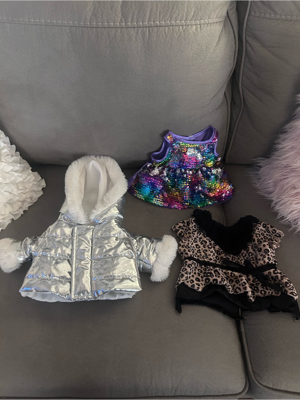 $15 sale Build-A-Bear Workshop outfits puffy coat and 2 dresses